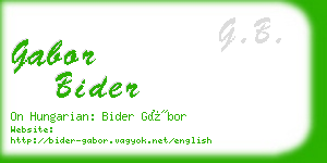 gabor bider business card